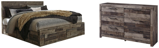 Derekson King Panel Bed with 6 Storage Drawers with Dresser Milwaukee Furniture of Chicago - Furniture Store in Chicago Serving Humbolt Park, Roscoe Village, Avondale, & Homan Square