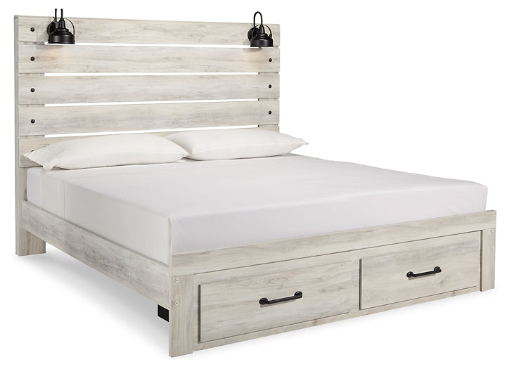 Cambeck Queen Panel Bed with 2 Storage Drawers with Mirrored Dresser, Chest and 2 Nightstands Milwaukee Furniture of Chicago - Furniture Store in Chicago Serving Humbolt Park, Roscoe Village, Avondale, & Homan Square