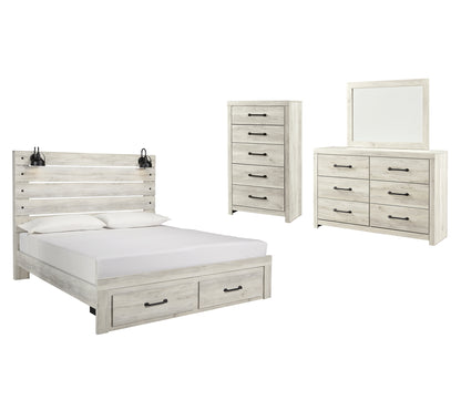 Cambeck Queen Panel Bed with 2 Storage Drawers with Mirrored Dresser and Chest Milwaukee Furniture of Chicago - Furniture Store in Chicago Serving Humbolt Park, Roscoe Village, Avondale, & Homan Square