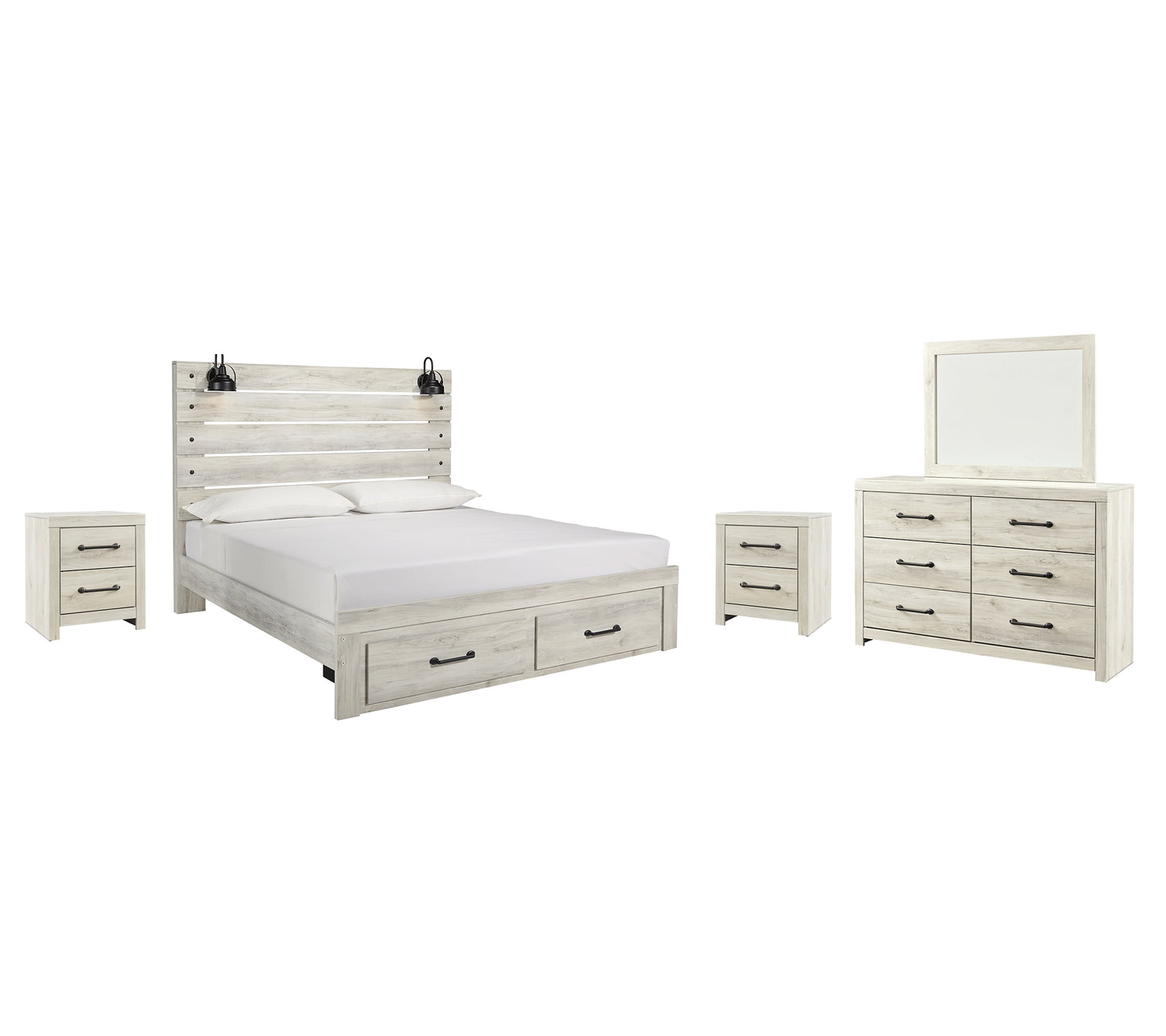 Cambeck Queen Panel Bed with Mirrored Dresser and 2 Nightstands Milwaukee Furniture of Chicago - Furniture Store in Chicago Serving Humbolt Park, Roscoe Village, Avondale, & Homan Square