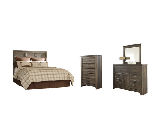 Juararo Queen Panel Headboard with Mirrored Dresser and Chest Milwaukee Furniture of Chicago - Furniture Store in Chicago Serving Humbolt Park, Roscoe Village, Avondale, & Homan Square