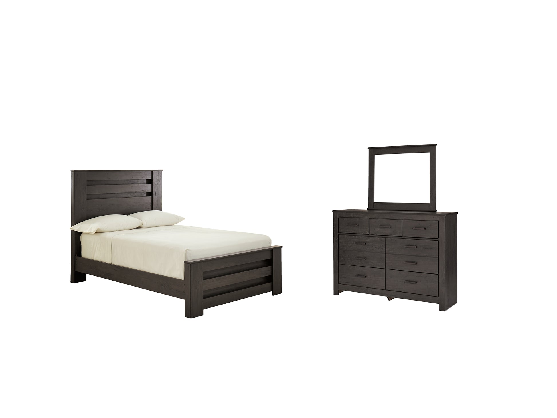 Brinxton Full Panel Bed with Mirrored Dresser Milwaukee Furniture of Chicago - Furniture Store in Chicago Serving Humbolt Park, Roscoe Village, Avondale, & Homan Square