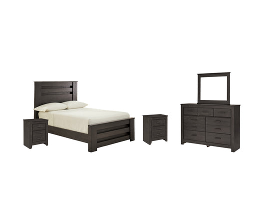 Brinxton Full Panel Bed with Mirrored Dresser and 2 Nightstands Milwaukee Furniture of Chicago - Furniture Store in Chicago Serving Humbolt Park, Roscoe Village, Avondale, & Homan Square