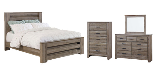 Zelen Queen Panel Bed with Mirrored Dresser and Chest Milwaukee Furniture of Chicago - Furniture Store in Chicago Serving Humbolt Park, Roscoe Village, Avondale, & Homan Square