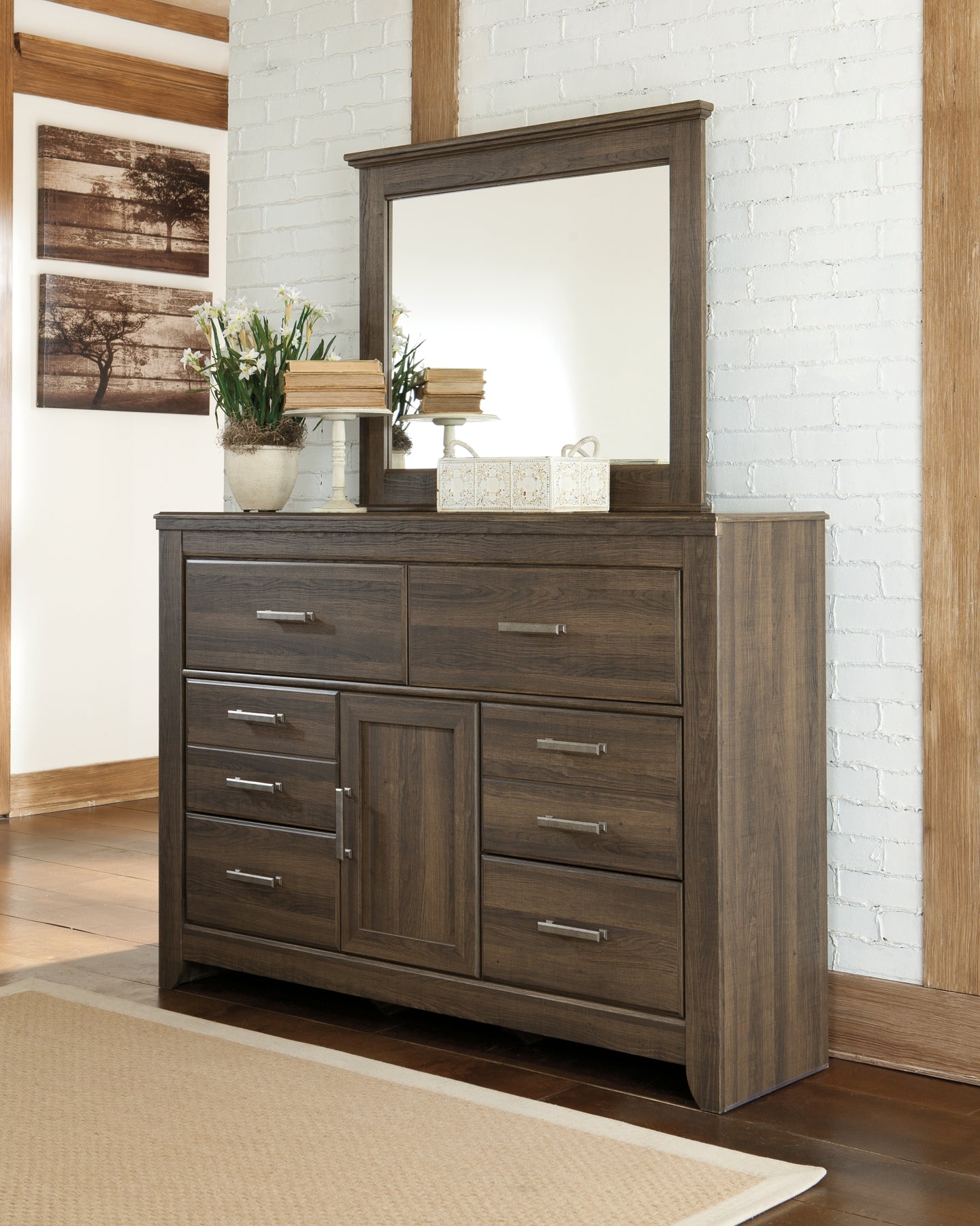 Juararo Queen Panel Headboard with Mirrored Dresser and 2 Nightstands Milwaukee Furniture of Chicago - Furniture Store in Chicago Serving Humbolt Park, Roscoe Village, Avondale, & Homan Square