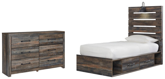 Drystan Twin Panel Bed with 4 Storage Drawers with Dresser Milwaukee Furniture of Chicago - Furniture Store in Chicago Serving Humbolt Park, Roscoe Village, Avondale, & Homan Square