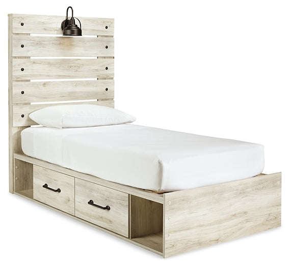 Cambeck Twin Panel Bed with 4 Storage Drawers with Mirrored Dresser Milwaukee Furniture of Chicago - Furniture Store in Chicago Serving Humbolt Park, Roscoe Village, Avondale, & Homan Square