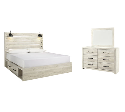 Cambeck Full Panel Bed with 4 Storage Drawers with Mirrored Dresser Milwaukee Furniture of Chicago - Furniture Store in Chicago Serving Humbolt Park, Roscoe Village, Avondale, & Homan Square