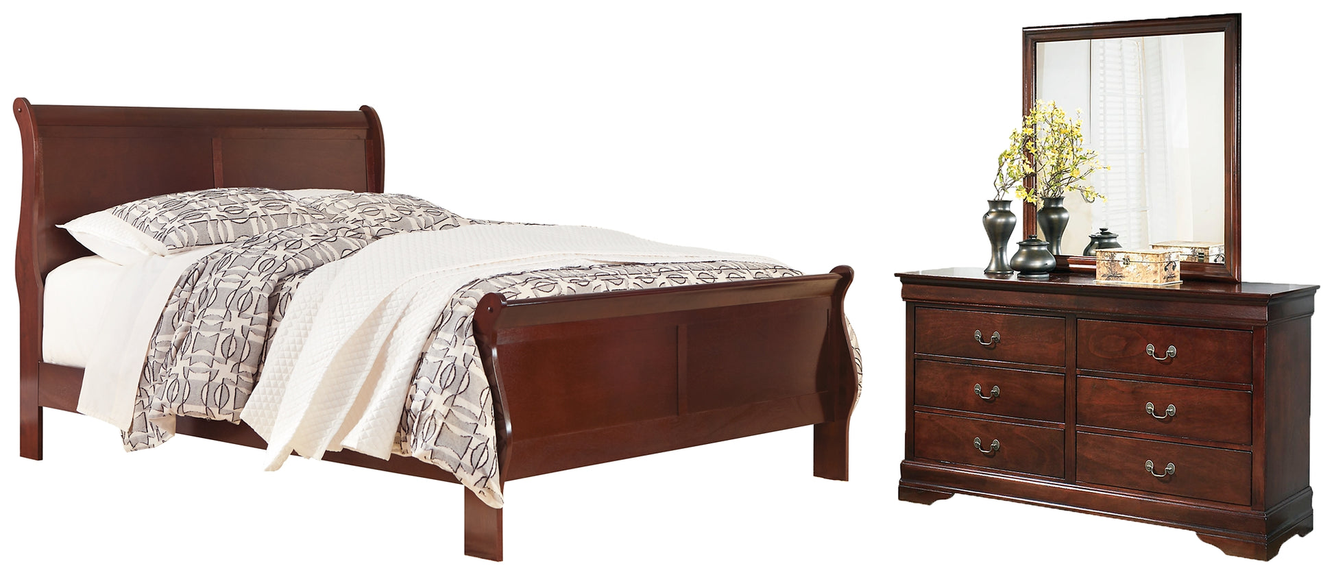 Alisdair Queen Sleigh Bed with Mirrored Dresser Milwaukee Furniture of Chicago - Furniture Store in Chicago Serving Humbolt Park, Roscoe Village, Avondale, & Homan Square