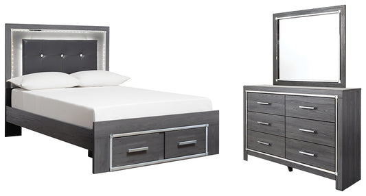 Lodanna Full Panel Bed with 2 Storage Drawers with Mirrored Dresser Milwaukee Furniture of Chicago - Furniture Store in Chicago Serving Humbolt Park, Roscoe Village, Avondale, & Homan Square