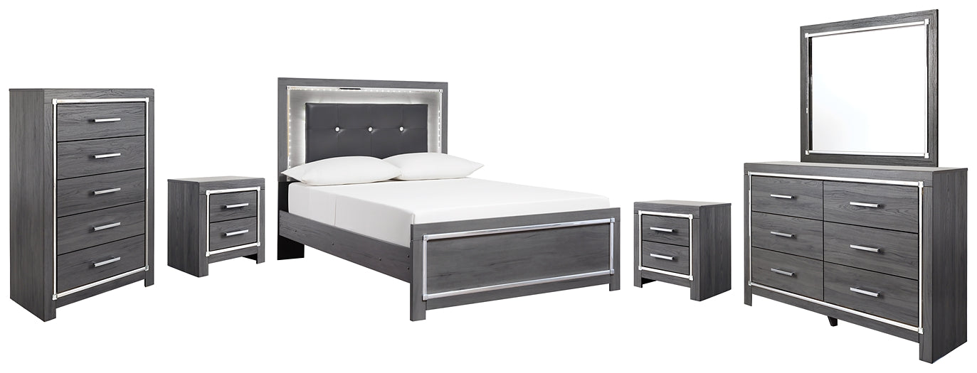 Lodanna Full Panel Bed with Mirrored Dresser, Chest and 2 Nightstands Milwaukee Furniture of Chicago - Furniture Store in Chicago Serving Humbolt Park, Roscoe Village, Avondale, & Homan Square