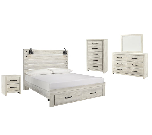 Cambeck Queen Panel Bed with 2 Storage Drawers with Mirrored Dresser, Chest and Nightstand Milwaukee Furniture of Chicago - Furniture Store in Chicago Serving Humbolt Park, Roscoe Village, Avondale, & Homan Square