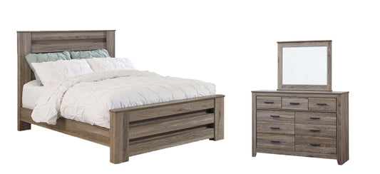 Zelen Queen Panel Bed with Mirrored Dresser Milwaukee Furniture of Chicago - Furniture Store in Chicago Serving Humbolt Park, Roscoe Village, Avondale, & Homan Square