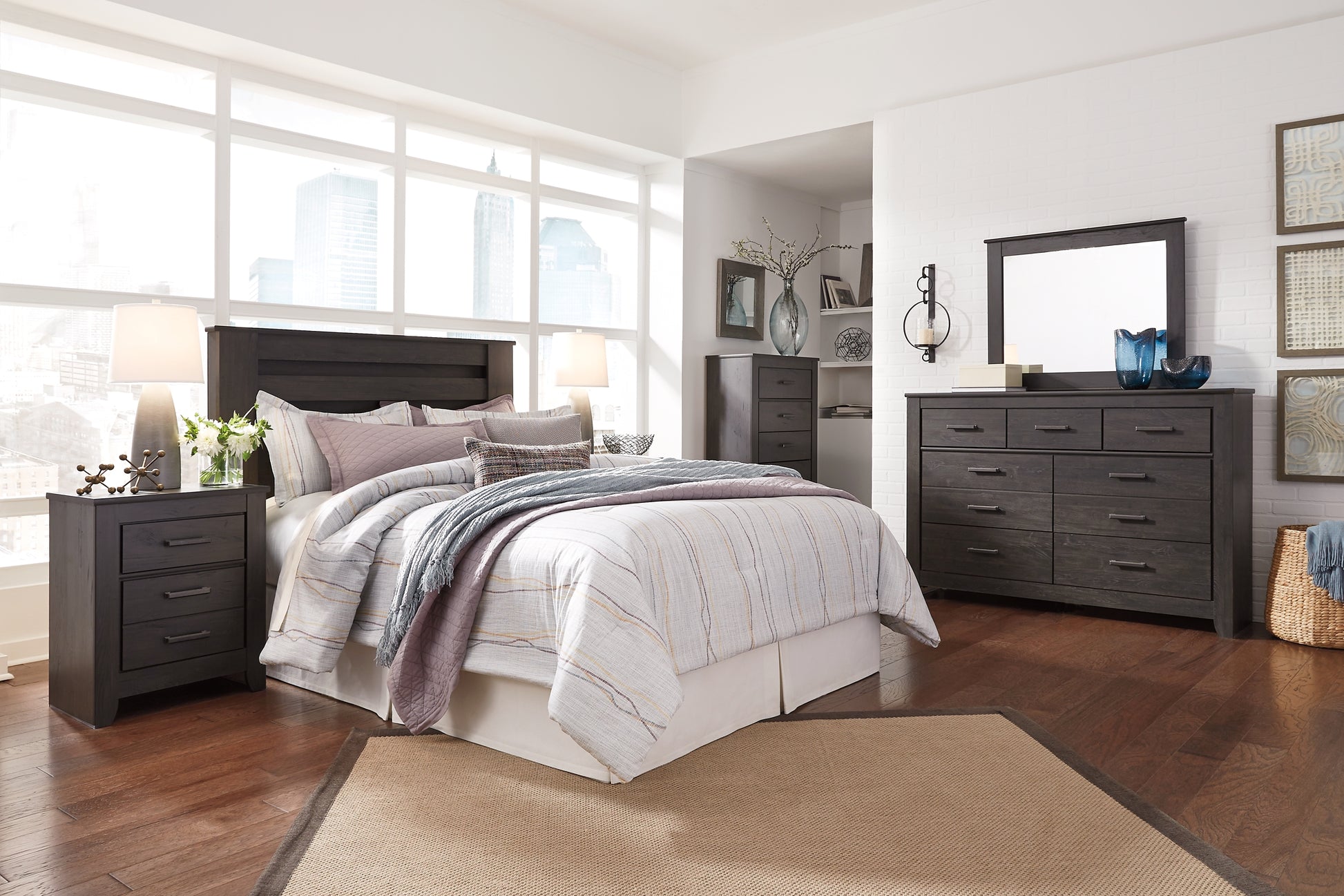 Brinxton King/California King Panel Headboard with Dresser Milwaukee Furniture of Chicago - Furniture Store in Chicago Serving Humbolt Park, Roscoe Village, Avondale, & Homan Square