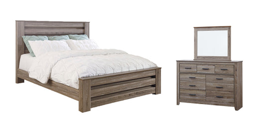 Zelen King Panel Bed with Mirrored Dresser Milwaukee Furniture of Chicago - Furniture Store in Chicago Serving Humbolt Park, Roscoe Village, Avondale, & Homan Square