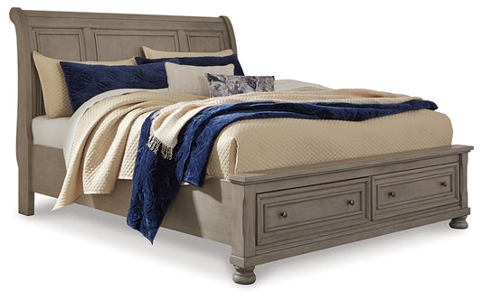 Lettner California King Sleigh Bed with Mirrored Dresser, Chest and 2 Nightstands Milwaukee Furniture of Chicago - Furniture Store in Chicago Serving Humbolt Park, Roscoe Village, Avondale, & Homan Square