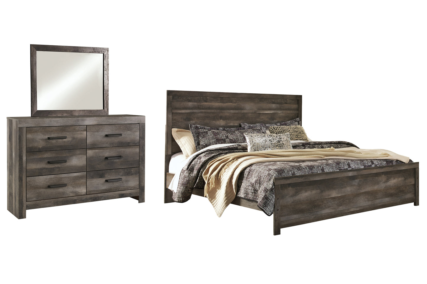 Wynnlow King Panel Bed with Mirrored Dresser Milwaukee Furniture of Chicago - Furniture Store in Chicago Serving Humbolt Park, Roscoe Village, Avondale, & Homan Square