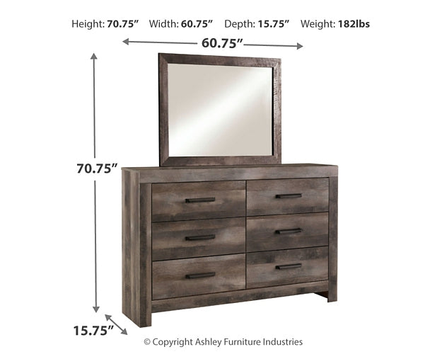 Wynnlow King Crossbuck Panel Bed with Mirrored Dresser Milwaukee Furniture of Chicago - Furniture Store in Chicago Serving Humbolt Park, Roscoe Village, Avondale, & Homan Square