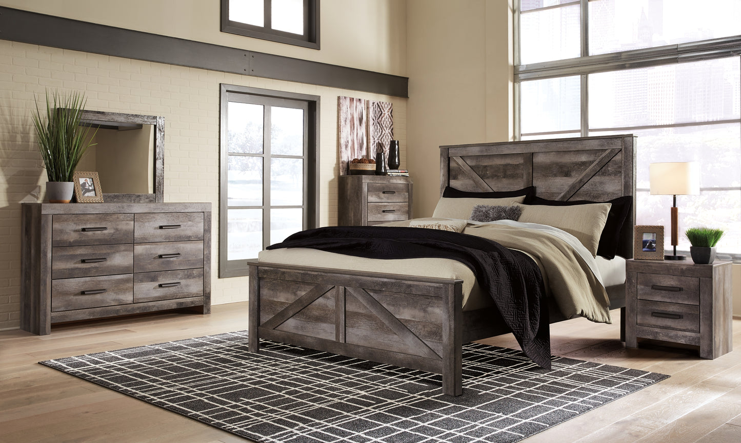 Wynnlow King Crossbuck Panel Bed with Mirrored Dresser Milwaukee Furniture of Chicago - Furniture Store in Chicago Serving Humbolt Park, Roscoe Village, Avondale, & Homan Square