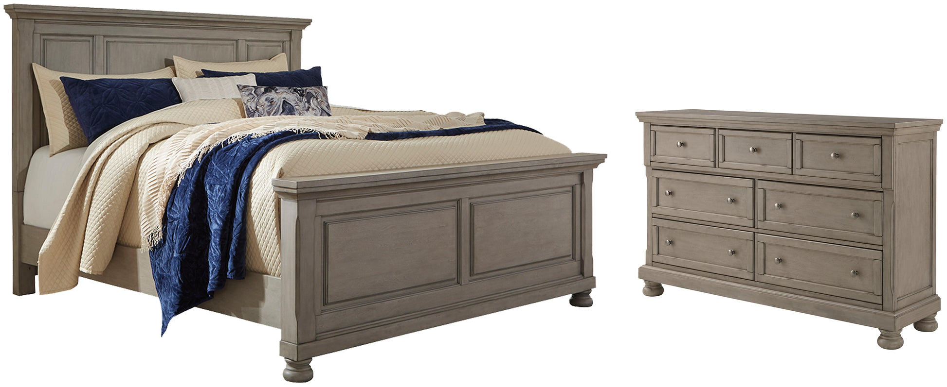 Lettner California King Panel Bed with Dresser Milwaukee Furniture of Chicago - Furniture Store in Chicago Serving Humbolt Park, Roscoe Village, Avondale, & Homan Square