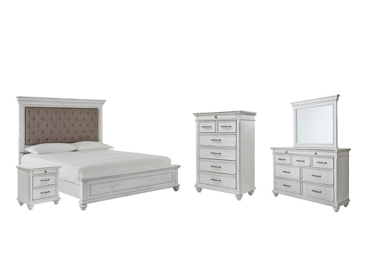 Kanwyn Queen Panel Bed with Mirrored Dresser, Chest and Nightstand Milwaukee Furniture of Chicago - Furniture Store in Chicago Serving Humbolt Park, Roscoe Village, Avondale, & Homan Square