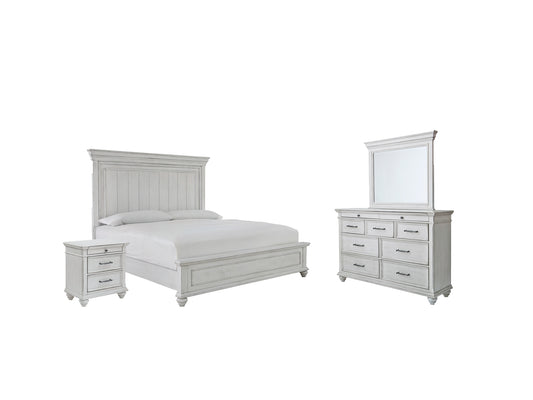 Kanwyn Queen Panel Bed with Mirrored Dresser and 2 Nightstands Milwaukee Furniture of Chicago - Furniture Store in Chicago Serving Humbolt Park, Roscoe Village, Avondale, & Homan Square