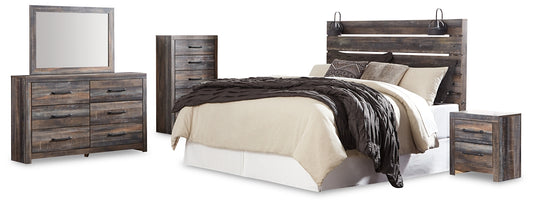 Drystan King Panel Headboard with Mirrored Dresser, Chest and Nightstand Milwaukee Furniture of Chicago - Furniture Store in Chicago Serving Humbolt Park, Roscoe Village, Avondale, & Homan Square