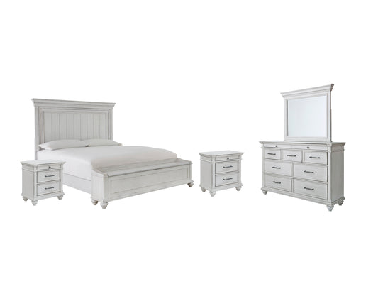 Kanwyn Queen Panel Bed with Storage with Mirrored Dresser and 2 Nightstands Milwaukee Furniture of Chicago - Furniture Store in Chicago Serving Humbolt Park, Roscoe Village, Avondale, & Homan Square