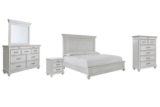 Kanwyn King Panel Bed with Mirrored Dresser, Chest and Nightstand Milwaukee Furniture of Chicago - Furniture Store in Chicago Serving Humbolt Park, Roscoe Village, Avondale, & Homan Square