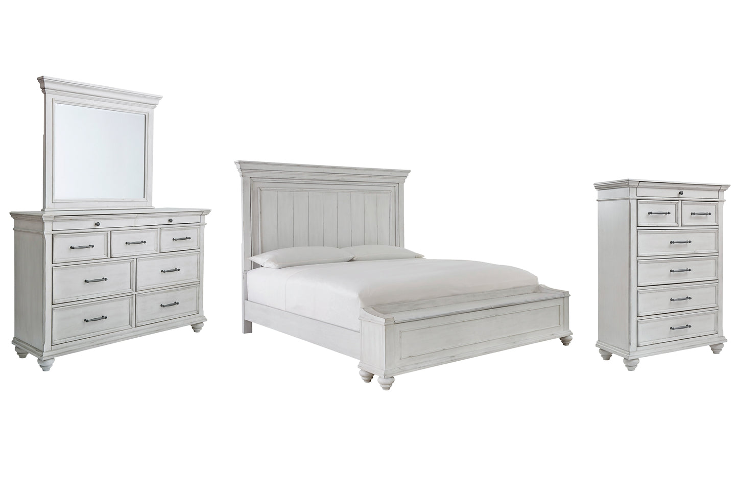 Kanwyn King Panel Bed with Storage with Mirrored Dresser and Chest Milwaukee Furniture of Chicago - Furniture Store in Chicago Serving Humbolt Park, Roscoe Village, Avondale, & Homan Square