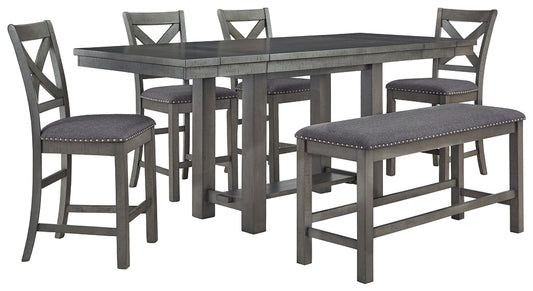 Myshanna Counter Height Dining Table and 4 Barstools and Bench Milwaukee Furniture of Chicago - Furniture Store in Chicago Serving Humbolt Park, Roscoe Village, Avondale, & Homan Square