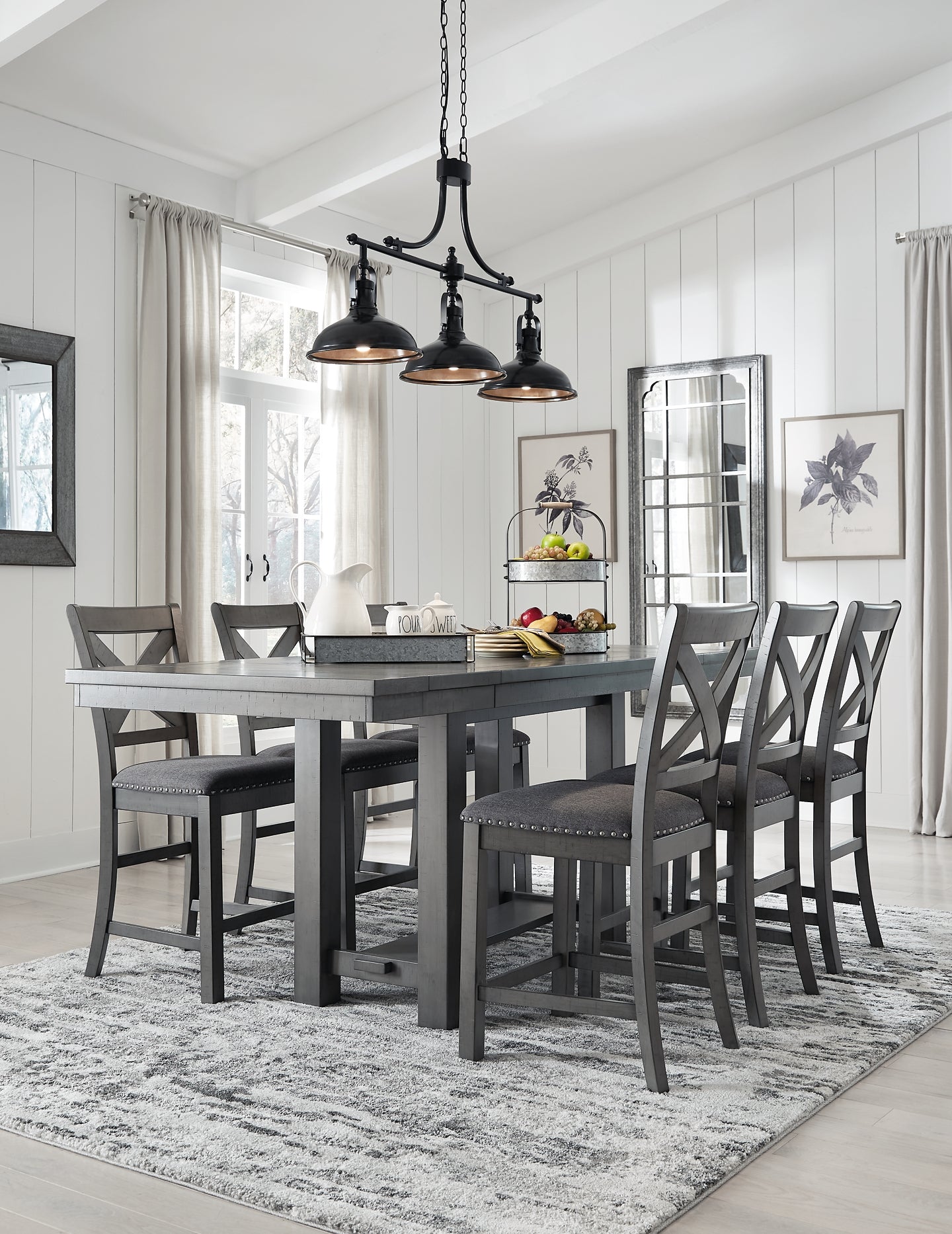 Myshanna Counter Height Dining Table and 6 Barstools Milwaukee Furniture of Chicago - Furniture Store in Chicago Serving Humbolt Park, Roscoe Village, Avondale, & Homan Square