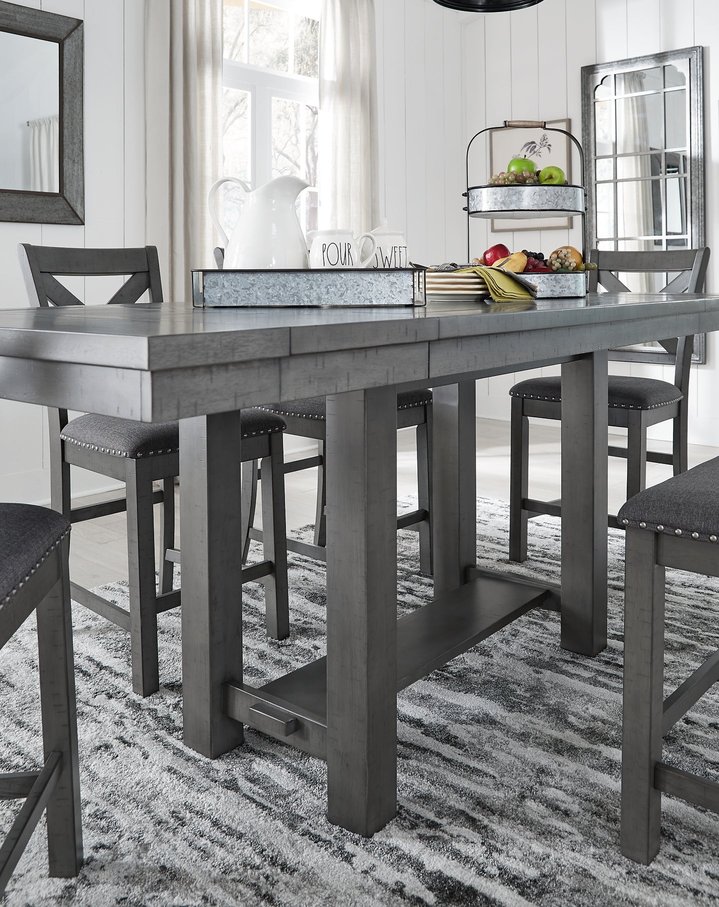 Myshanna Counter Height Dining Table and 6 Barstools Milwaukee Furniture of Chicago - Furniture Store in Chicago Serving Humbolt Park, Roscoe Village, Avondale, & Homan Square