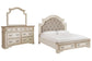 Realyn California King Upholstered Bed with Mirrored Dresser Milwaukee Furniture of Chicago - Furniture Store in Chicago Serving Humbolt Park, Roscoe Village, Avondale, & Homan Square