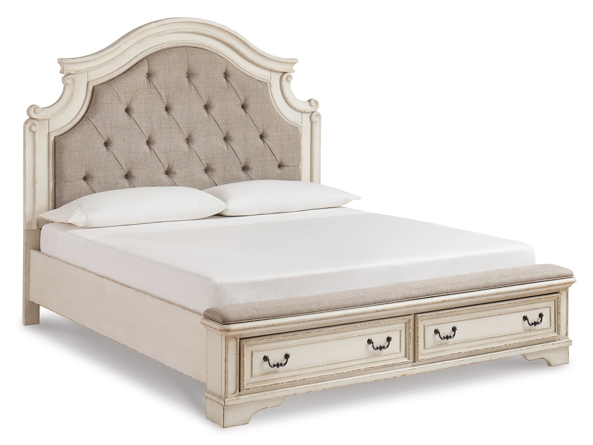 Realyn California King Upholstered Bed with Mirrored Dresser Milwaukee Furniture of Chicago - Furniture Store in Chicago Serving Humbolt Park, Roscoe Village, Avondale, & Homan Square