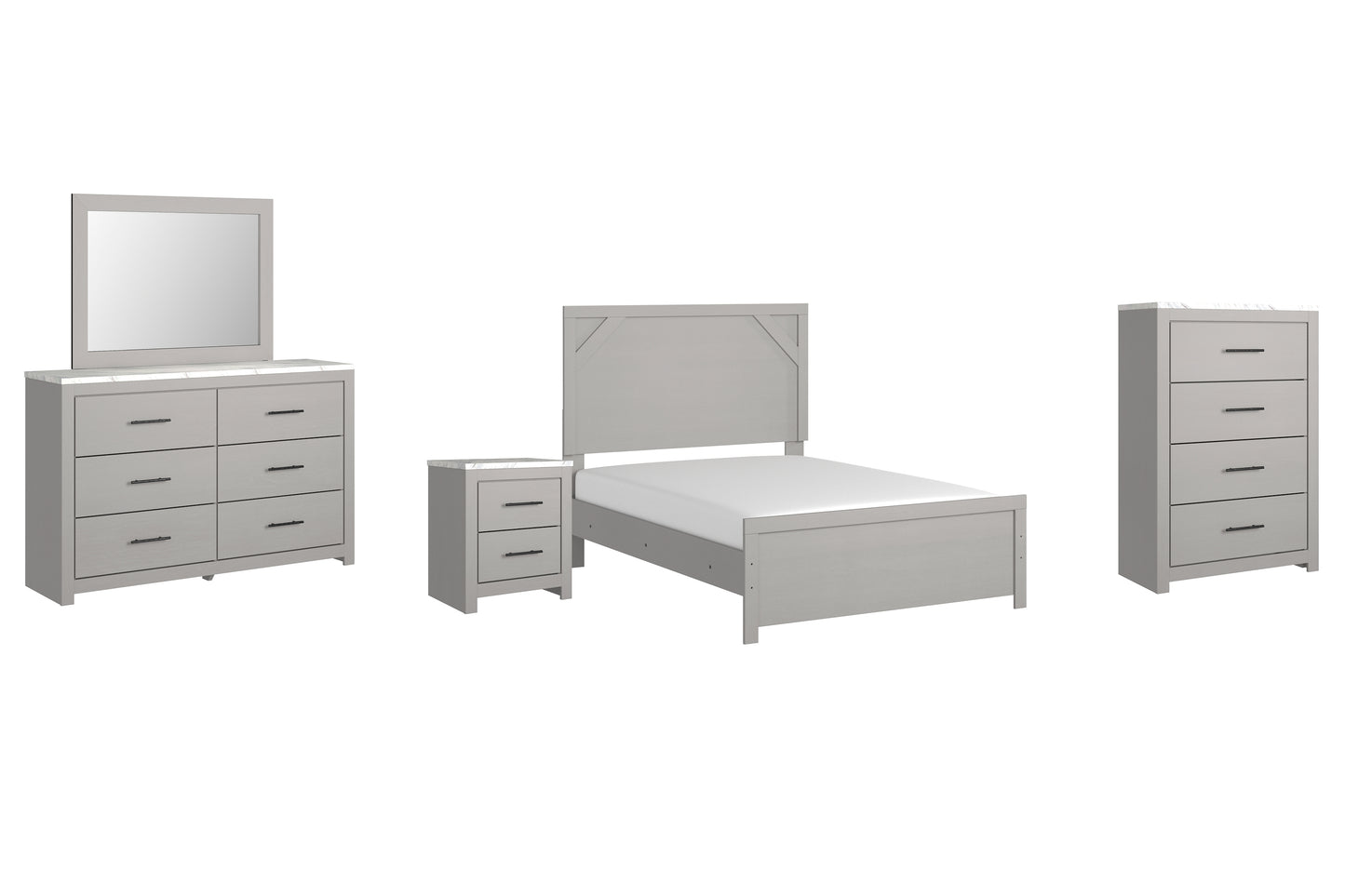 Cottonburg Full Panel Bed with Mirrored Dresser, Chest and Nightstand Milwaukee Furniture of Chicago - Furniture Store in Chicago Serving Humbolt Park, Roscoe Village, Avondale, & Homan Square