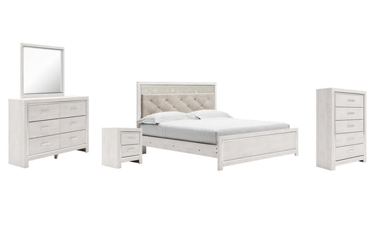 Altyra King Panel Bed with Mirrored Dresser, Chest and Nightstand Milwaukee Furniture of Chicago - Furniture Store in Chicago Serving Humbolt Park, Roscoe Village, Avondale, & Homan Square