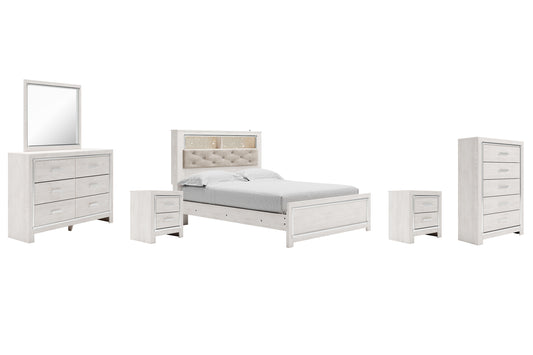 Altyra Queen Panel Bookcase Bed with Mirrored Dresser, Chest and 2 Nightstands Milwaukee Furniture of Chicago - Furniture Store in Chicago Serving Humbolt Park, Roscoe Village, Avondale, & Homan Square