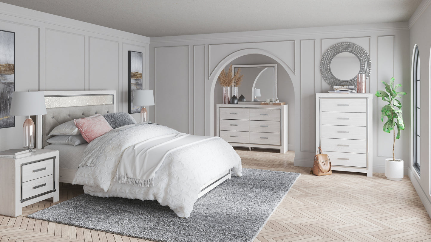 Altyra Queen Panel Headboard with Mirrored Dresser, Chest and Nightstand Milwaukee Furniture of Chicago - Furniture Store in Chicago Serving Humbolt Park, Roscoe Village, Avondale, & Homan Square