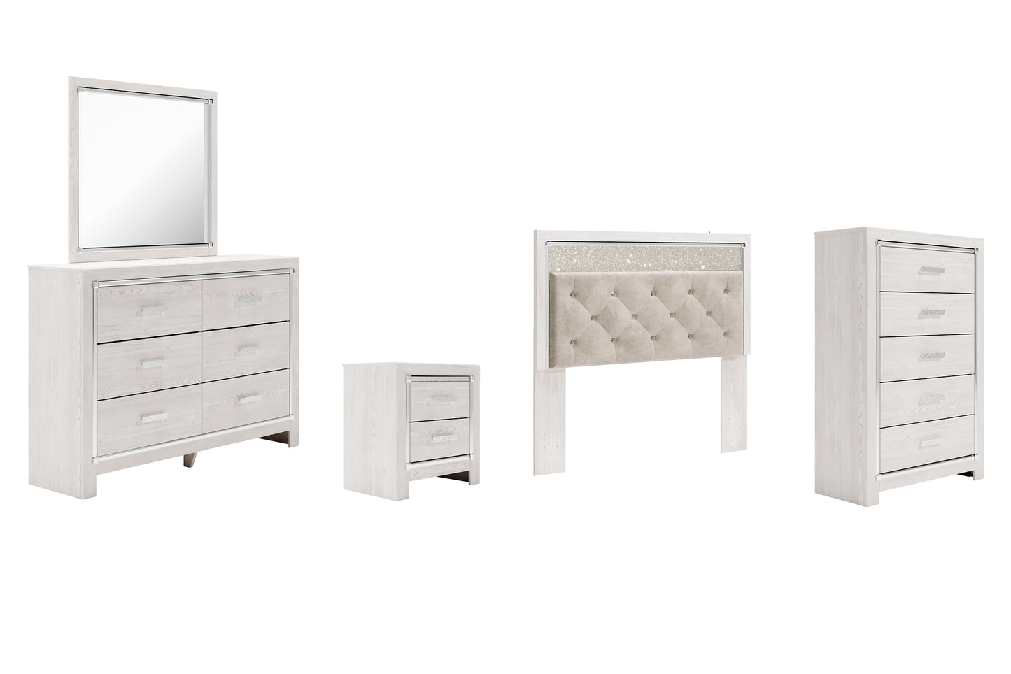 Altyra Queen Panel Headboard with Mirrored Dresser, Chest and Nightstand Milwaukee Furniture of Chicago - Furniture Store in Chicago Serving Humbolt Park, Roscoe Village, Avondale, & Homan Square