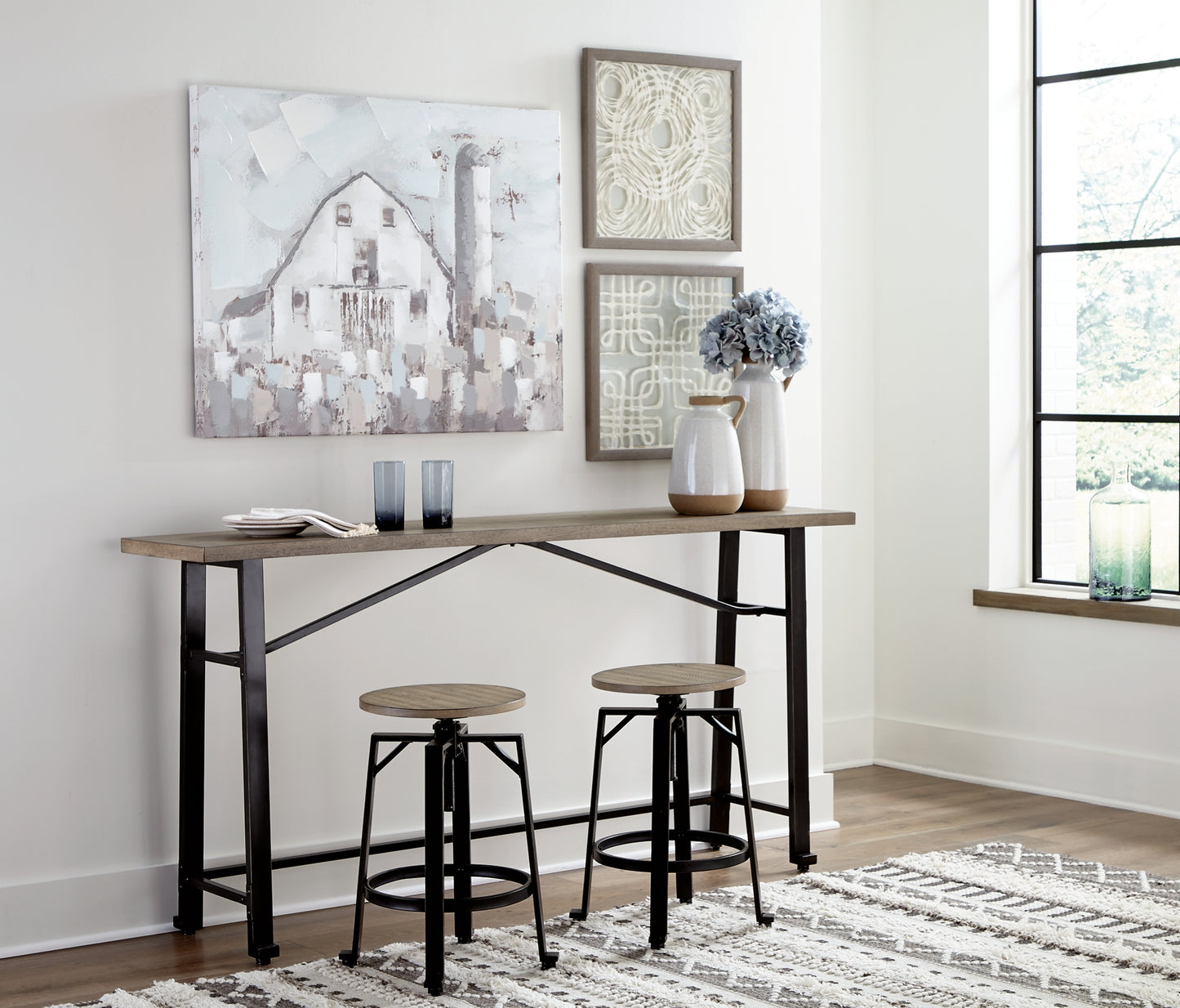 Lesterton Counter Height Dining Table and 2 Barstools Milwaukee Furniture of Chicago - Furniture Store in Chicago Serving Humbolt Park, Roscoe Village, Avondale, & Homan Square