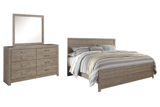 Culverbach King Panel Bed with Mirrored Dresser Milwaukee Furniture of Chicago - Furniture Store in Chicago Serving Humbolt Park, Roscoe Village, Avondale, & Homan Square