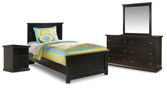 Maribel Twin Panel Bed with Mirrored Dresser and Nightstand Milwaukee Furniture of Chicago - Furniture Store in Chicago Serving Humbolt Park, Roscoe Village, Avondale, & Homan Square