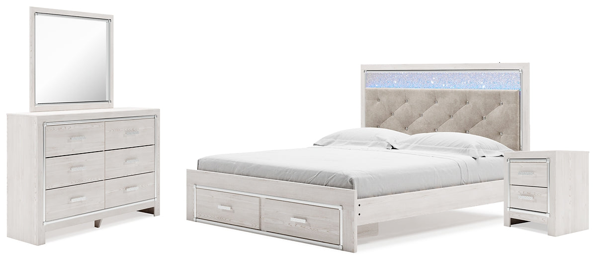 Altyra King Upholstered Storage Bed with Mirrored Dresser and Nightstand Milwaukee Furniture of Chicago - Furniture Store in Chicago Serving Humbolt Park, Roscoe Village, Avondale, & Homan Square