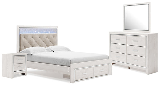 Altyra Queen Upholstered Storage Bed with Mirrored Dresser and Nightstand Milwaukee Furniture of Chicago - Furniture Store in Chicago Serving Humbolt Park, Roscoe Village, Avondale, & Homan Square