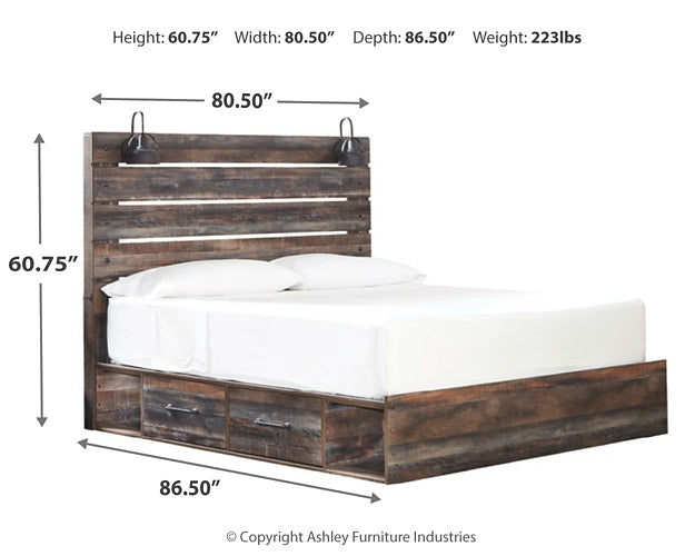 Drystan King Panel Bed with 2 Storage Drawers with Mirrored Dresser and Nightstand Milwaukee Furniture of Chicago - Furniture Store in Chicago Serving Humbolt Park, Roscoe Village, Avondale, & Homan Square