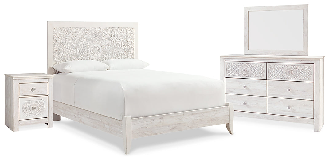 Paxberry Queen Panel Bed with Mirrored Dresser and Nightstand Milwaukee Furniture of Chicago - Furniture Store in Chicago Serving Humbolt Park, Roscoe Village, Avondale, & Homan Square