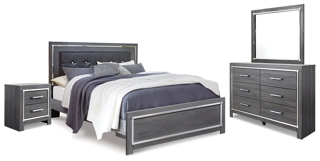 Lodanna King Panel Bed with Mirrored Dresser and Nightstand Milwaukee Furniture of Chicago - Furniture Store in Chicago Serving Humbolt Park, Roscoe Village, Avondale, & Homan Square