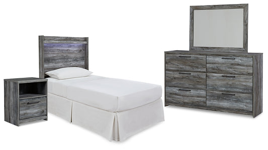 Baystorm Twin Panel Headboard with Mirrored Dresser and Nightstand Milwaukee Furniture of Chicago - Furniture Store in Chicago Serving Humbolt Park, Roscoe Village, Avondale, & Homan Square