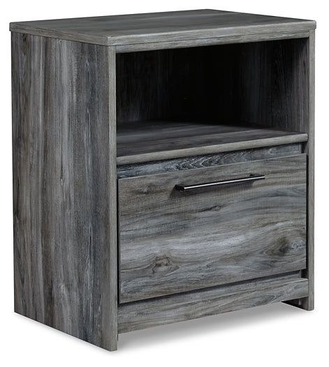 Baystorm King Panel Bed with 2 Storage Drawers with Mirrored Dresser, and Nightstand Milwaukee Furniture of Chicago - Furniture Store in Chicago Serving Humbolt Park, Roscoe Village, Avondale, & Homan Square